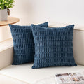 Pack of 2 Corduroy Decorative Throw Pillow Covers 16x16 Inch Soft Striped by Unknown
