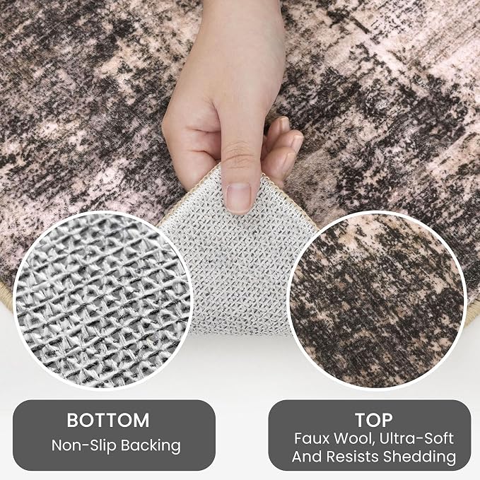 IOHOUZE Round Area Rug 5 Ft Circle Entryway Rugs Round Washable Door Mat Indoor - Image 3
