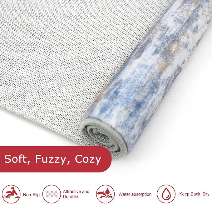KOZYFLY Modern Abstract Washable Rug Runner 2x7 Hallway Runner Rug Non-Slip - Image 6