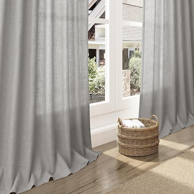 Nanspring Light Gray Linen Curtains 102 Inches Long - Image 5