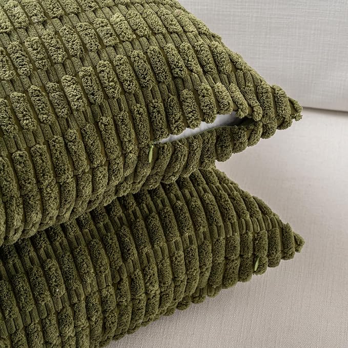 Fancy Homi 4 Packs Boho Moss Green Decorative Throw Pillow Covers 12x20 Inch - Image 3