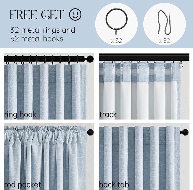 Topfinel Blue Blackout Bedroom Curtains 108 Inches Long 2 Panels - Image 4