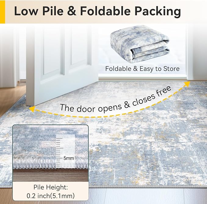 Washable Area Rugs 8'x10' Non-Slip Modern Abstract Soft - Image 8