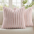 decorUhome Fall Faux Fur Throw Pillow Covers 18x18 Set of 2 Pink White | by decorUhome
