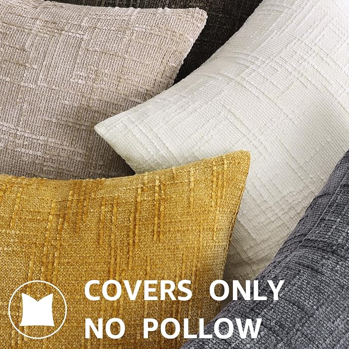 decorUhome Dark Brown Chenille Throw Pillow Covers 18x18 Set of 2 Textured Soft - Image 8