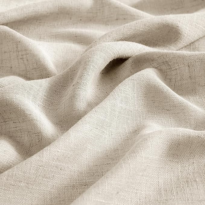 MIULEE Beige Linen Curtains 45 Inch Length 2 Panels - Image 4