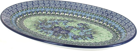 Blue Rose Polish Pottery Sapphire Fields Oval Platter