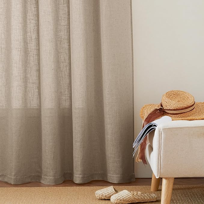 RYB HOME Privacy Semi Sheer Linen Curtains 72 inches Long, Rod Pocket & Back - Image 5