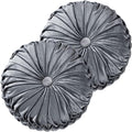 HIG Set of 2 Decorative Round Pleated Throw Pillows, Classy Accent Pumpkin by HIG