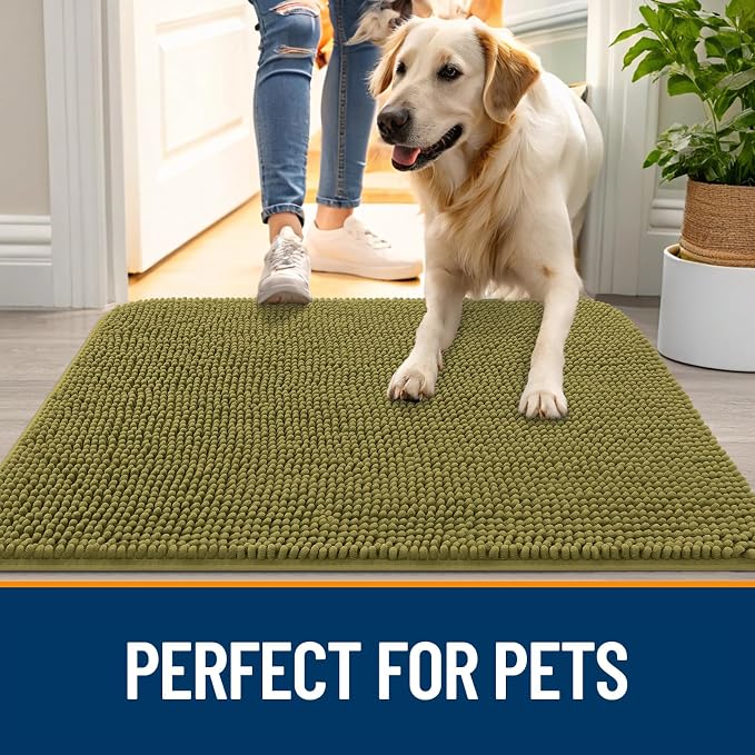OLANLY Dog Door Mat for Muddy Paws 24x16, Super Absorbent Chenille Mud Mat | - Image 6