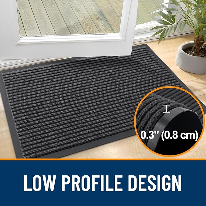 OLANLY 2-Pack Front Door Mats 47x32, Waterproof Heavy-Duty Doormats | Charcoal - Image 4