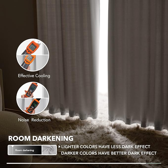 Deconovo Blackout Curtains, Thermal Insulated, W52 x L95 2 Panels, Back Tab - Image 6