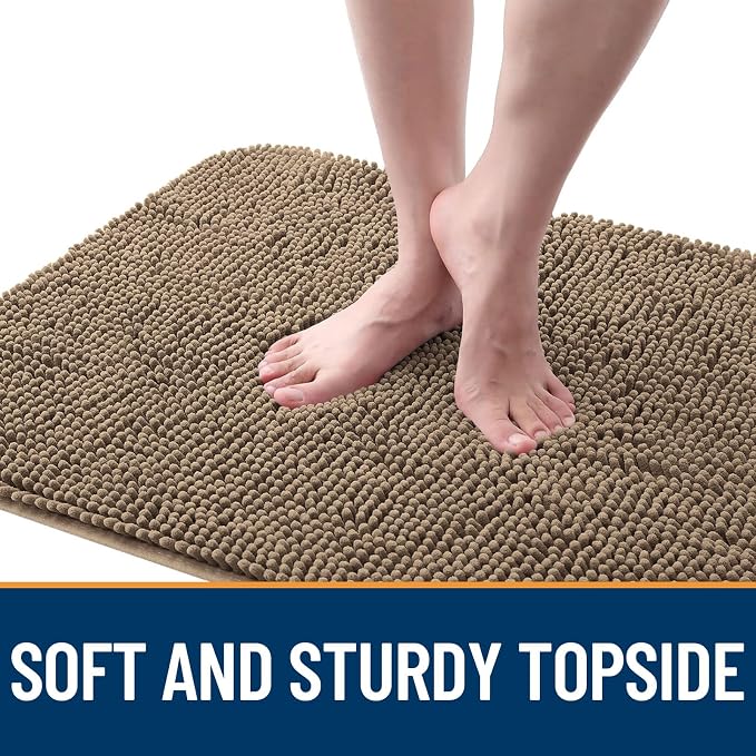 OLANLY Dog Door Mat for Muddy Paws 47x24, Super Absorbent Chenille Mud Mat | Tan - Image 4