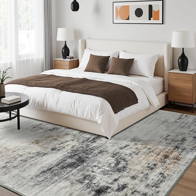 Toneed Abstract Area Rug 6x9 Modern Washable Rug Soft Non Slip Rug Low Pile - Image 4