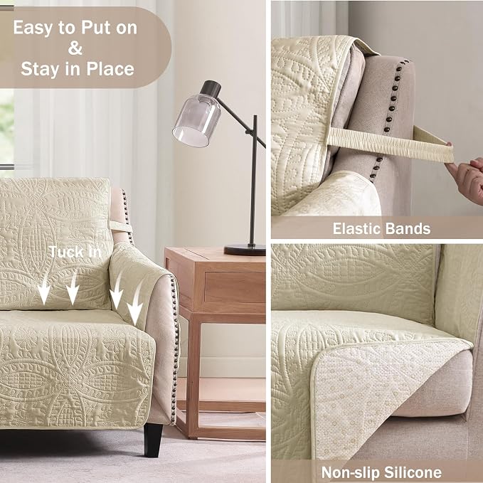 Large Camel Recliner Chair Covers, Quilted Décor Water-Repellent Lazy Boy Chair - Image 4