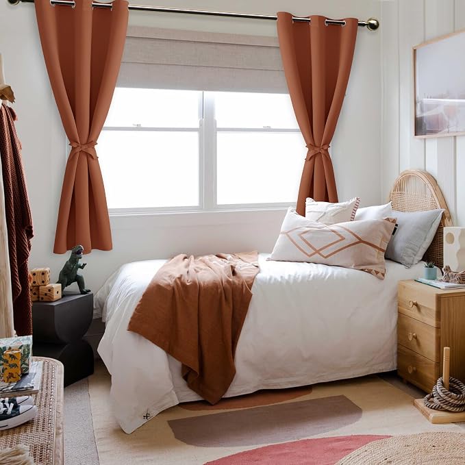 Fall Blackout Curtains for Bedroom Burnt Ochre 42 x 72 Inch 2 Panel | Thermal - Image 6