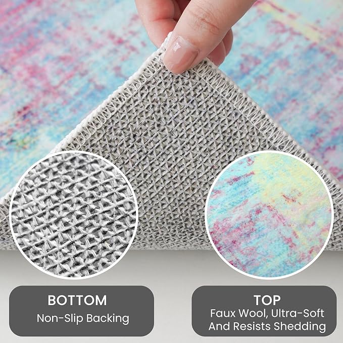 IOHOUZE Abstract Runner Rug 2x12 Ft Washable Runners - Image 4