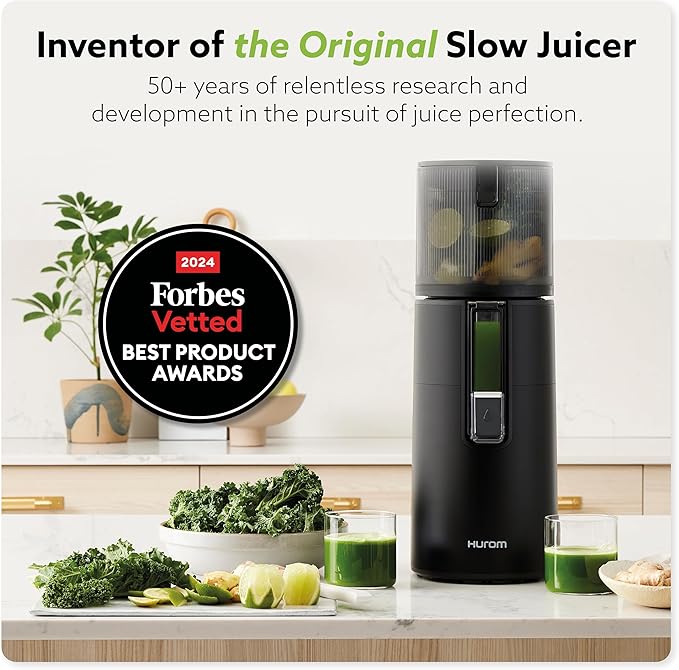 Hurom H400 Cold Press Juicer Machine, Award Winning Masticating Slow Juicer, Easy to Clean, Strainer & Hands Free with Self Feeding, Wide Mouth Hopper, Easy Assembly (Two-Tone Blue)