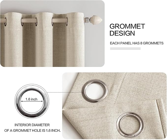 MIULEE Linen Curtains 100% Blackout - Image 4