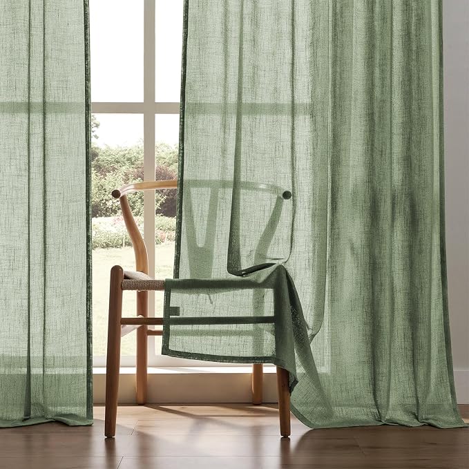 Joydeco Linen Curtains 72 Inch Length 2 Panel Sets, Light Filtering Curtains - Image 5