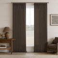 Pinch Pleated Dark Brown Light Filtering Flax Linen Curtains 96 Inches Long | by Twodrapes