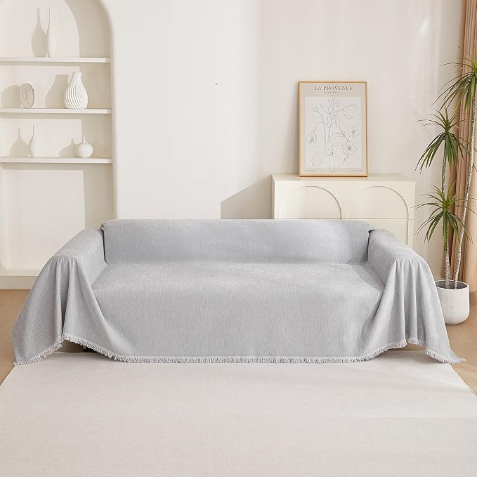 MYSKY HOME Light Gery Chenille Sofa Cover - Image 7