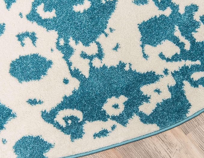 Unique Loom Rosso Collection Vintage Traditional Distressed Blue Round Rug (3' 3 x 3' 3)