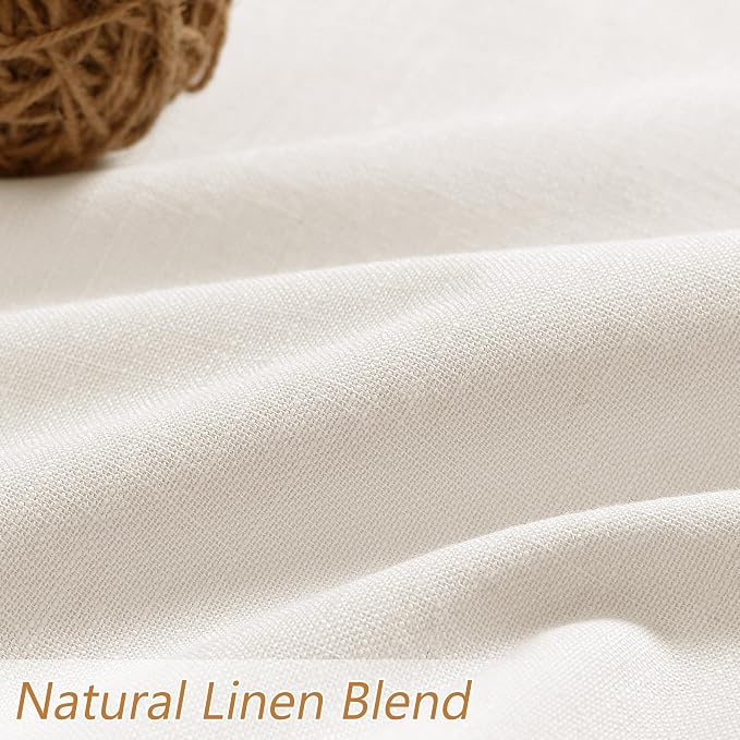 Ivory 100% Blackout Linen Curtains 92 Inch Length 2 Panels Set - Image 3