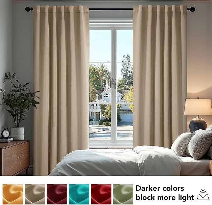 Deconovo Blackout Curtains, Thermal Insulated, W42 x L72 2 Panels, Back Tab - Image 4