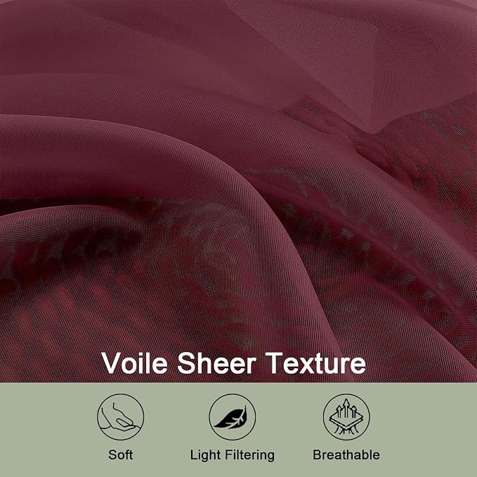 Sheer Curtains 2 Panels Set for Bedroom Living Room, Soft Solid Rod Pocket - Image 4