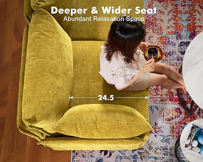 134.6" Oversized Modular Sectional Sofa, 6 Seater U Shaped Couch with Storage Ottoman with Reversible Chaise Deep Seat for Living Room, Apartment - Chenille Yellow