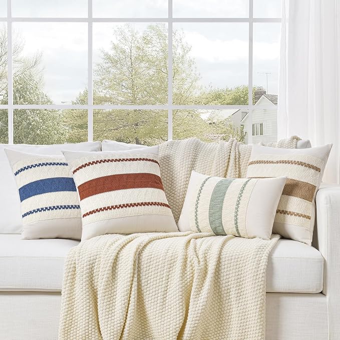 Fancy Homi Set of 1 Boho Neutral Lumbar Decorative Throw Pillow Cover 12x20 Inch - Image 7