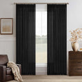 120 Inch Long Black Pinch Pleat Linen Light Filtering Curtains 50 Inch Wide | by Twodrapes