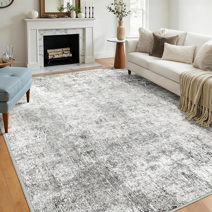 Washable Area Rugs 9'x12' Non-Slip Modern Abstract Soft - Image 4