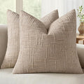 MIULEE Chenille Textured Euro Throw Pillow Covers Oatmeal 22x22 Set of 2 | by MIULEE