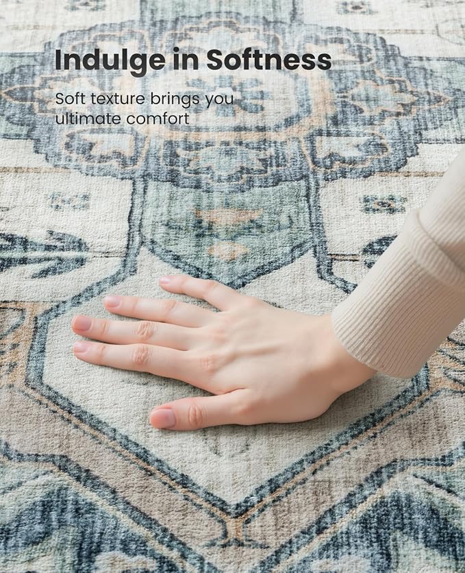 AMADA HOMEFURNISHING Washable Area Rug, Low-Profile Large Area Rug - Image 5