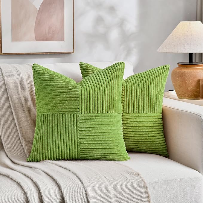 Fancy Homi Set of 2 Lime Green Euro Decorative Throw Pillow Covers 26x26 Inch - Image 5