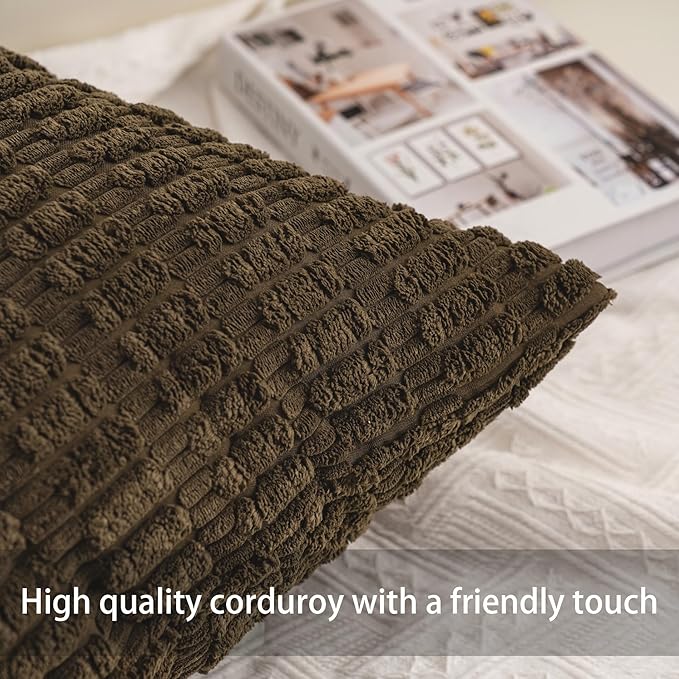 Aegero Pack of 2 Corduroy Decorative Throw Pillow Covers 16x16 Inch - Image 2