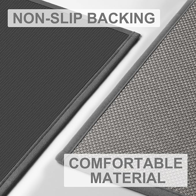 LEKEEPGO Door Mat 17"x29", Non Slip Door Mat Indoor Entrance, Rubber Backing Front Indoor Door mat Washable Absorbent Low-Profile Entryway Entry Resist Dirt Inside Door Mats, Light Grey