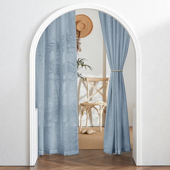 RYB HOME Linen Semi Sheer Kitchen Curtains Over Sink 36 inches Length | Light - Image 7