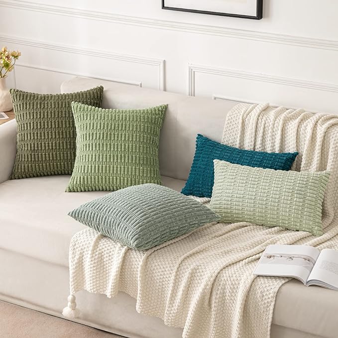 MIULEE Pack of 2 Spring Corduroy Decorative Throw Pillow Covers 16x16 Inch Soft - Image 2