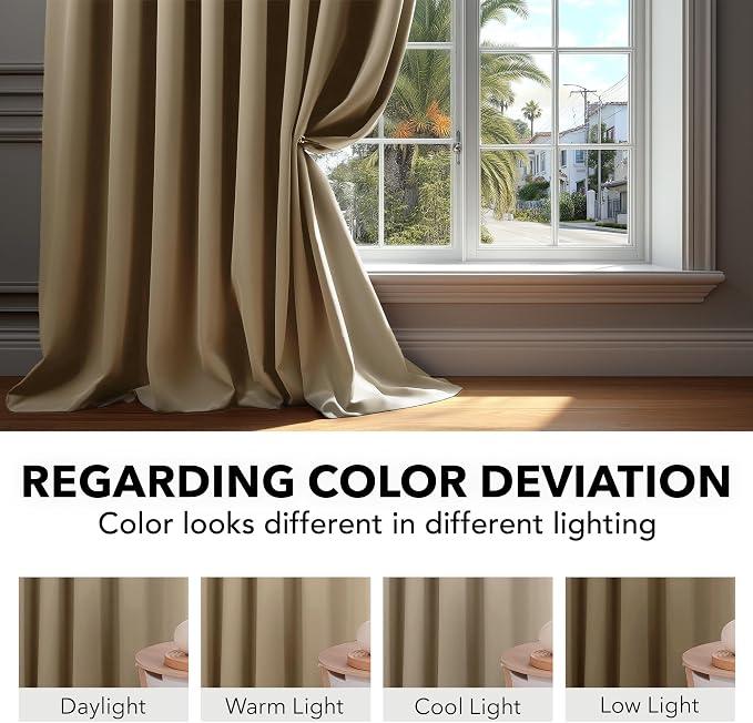 Deconovo Blackout Curtains, Thermal Insulated, W42 x L95 2 Panels, Back Tab - Image 6