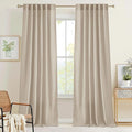 RYB HOME Semi Sheer Curtains 84 inches 2 Panels Set, Faux Linen Texture Light by RYBHOME