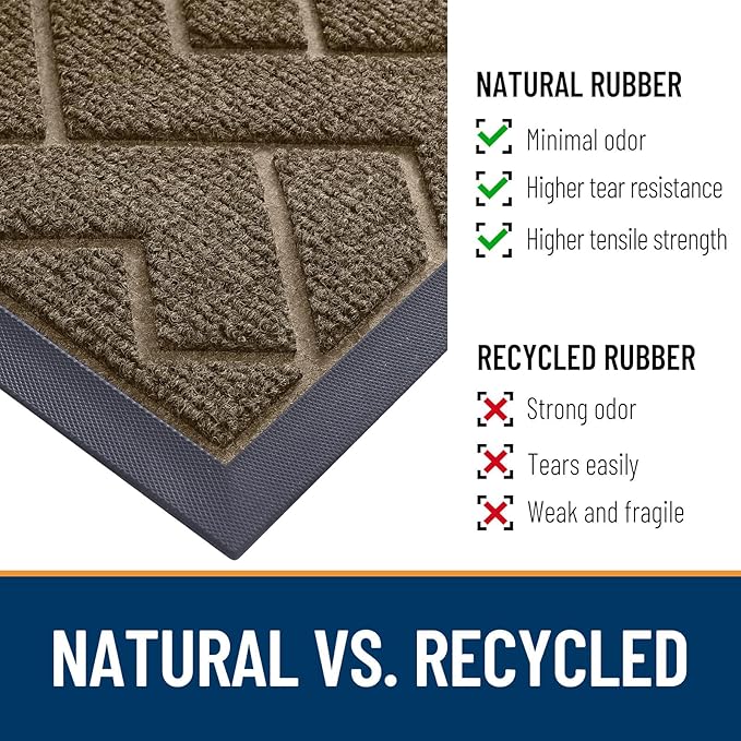 OLANLY Front Door Mat Outside 47x32, All-Season Absorbent Rubber Doormat | Brown - Image 5