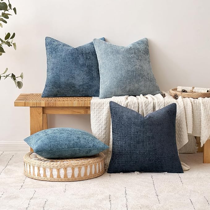 MIULEE Decorative Coastal Blue Euro Sham Pillow Covers 24x24 Inch 2 Pack | - Image 5