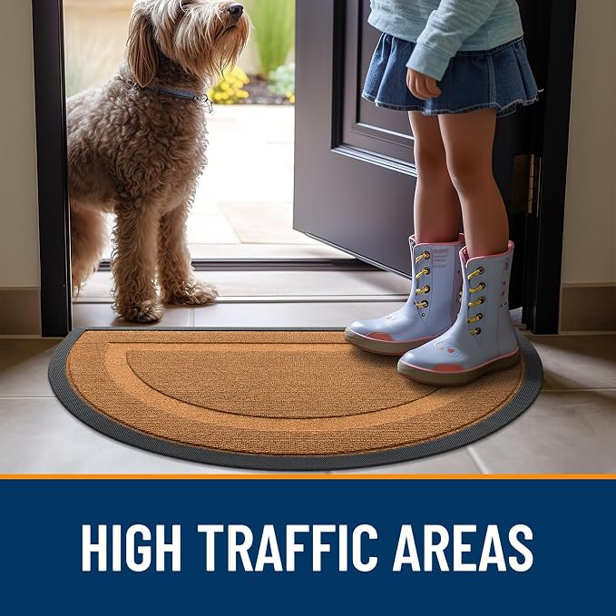 OLANLY Half Circle Front Door Mat Outside 33x21 All-Season Rubber Doormat | - Image 6
