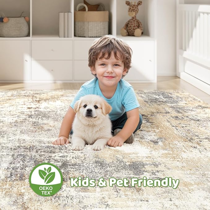 LOONGRUG Square Rug 7x7 Washable Large Neutral Modern Abstract Area Rugs | Soft - Image 7