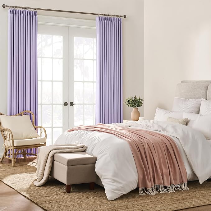Light Purple Pinch Pleated Lilac Curtains Blackout 84 Inch Long, Thermal - Image 4