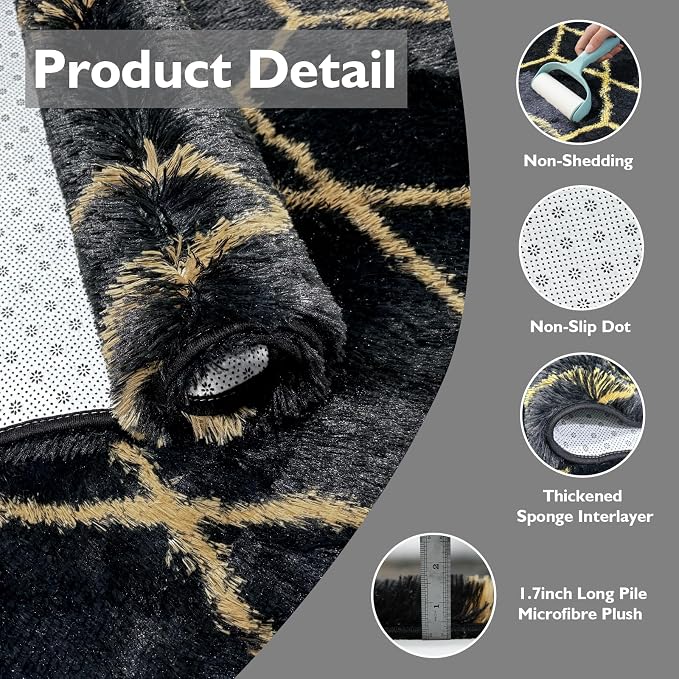 8x10 Fluffy Area Rugs for Living Room, Shag Area Rug for Bedroom, Geometric - Image 3