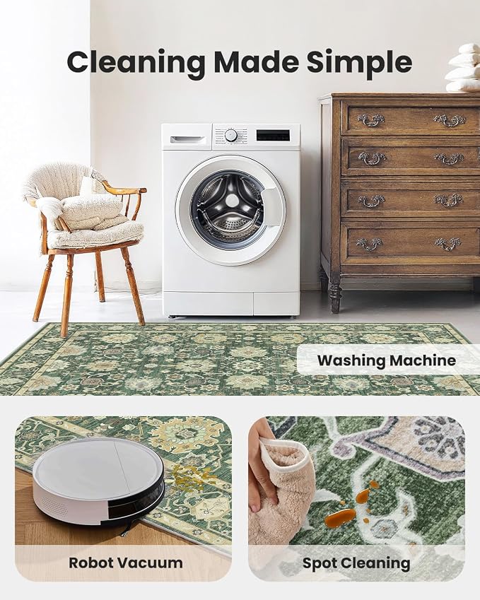 AMADA HOMEFURNISHING 2x3 Washable Entry Rug, Vintage Distress Print Pattern - Image 5